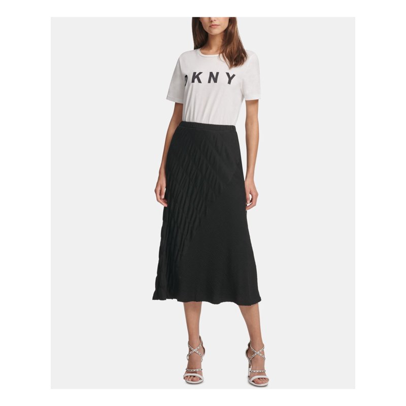 DKNY Womens Black Textured Maxi A-Line Skirt Size: M