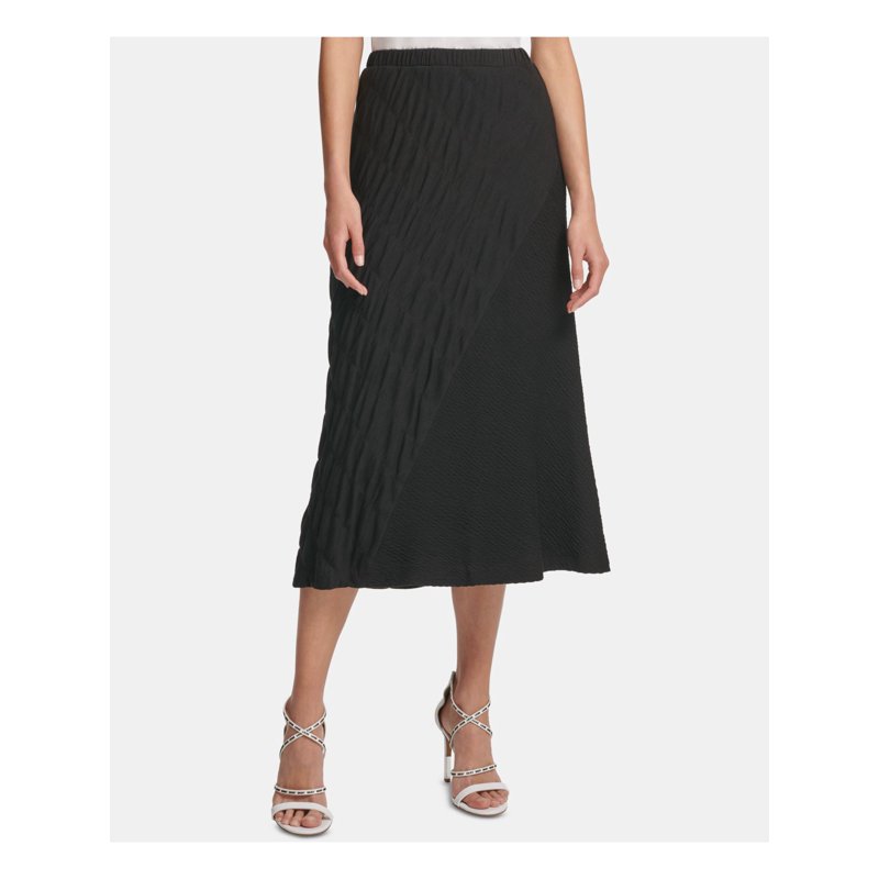 DKNY Womens Black Textured Maxi A-Line Skirt Size: M