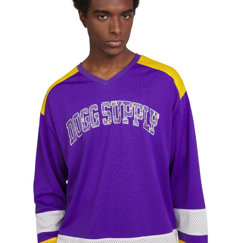 Dogg Supply Men's And Women's Long Sleeve V-Neck Mesh Hockey Jersey Sizes XS-3XL