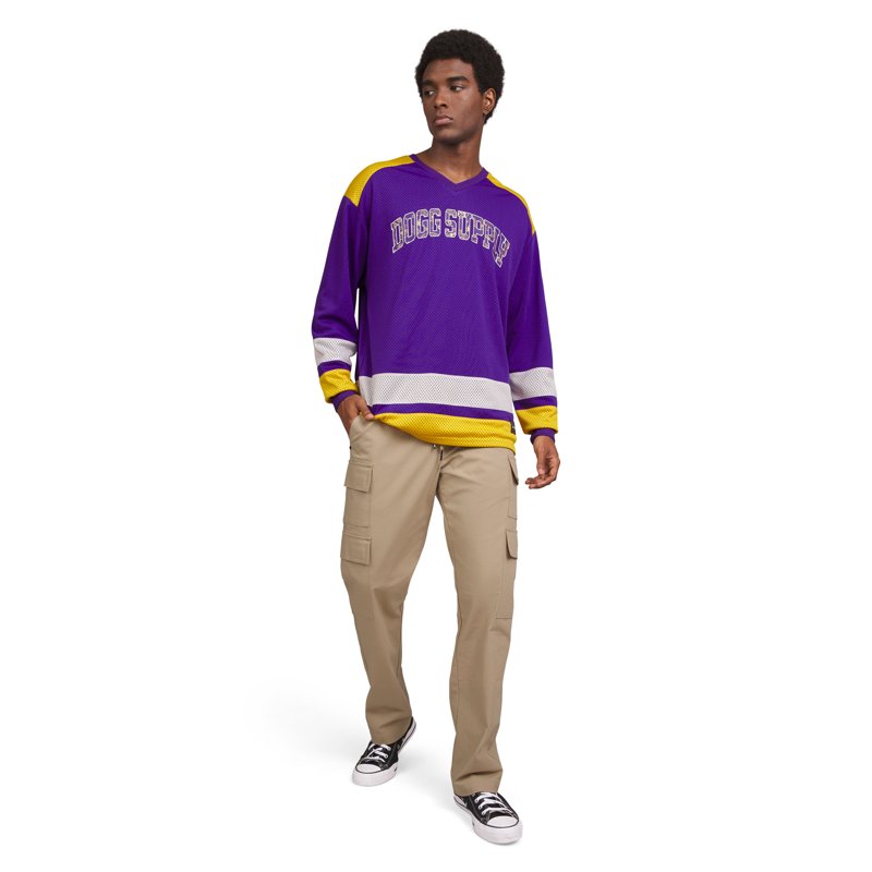 Dogg Supply Men's And Women's Long Sleeve V-Neck Mesh Hockey Jersey Sizes XS-3XL