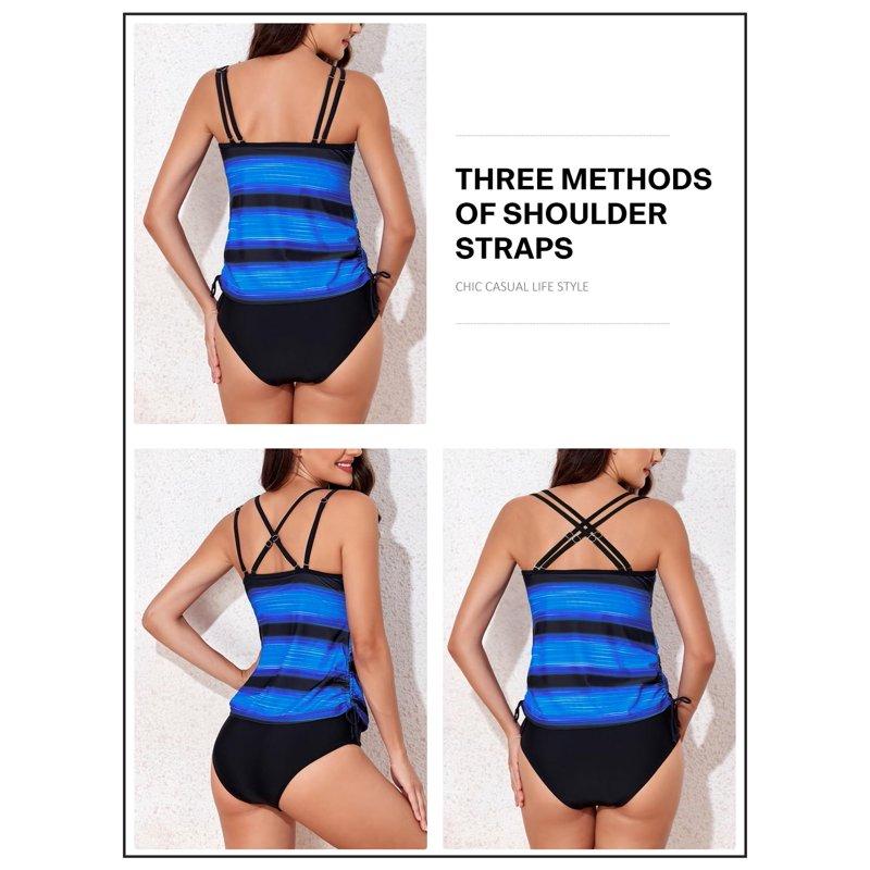 DOKOTOO Tankini Swimsuits For Women Tummy Control Bathing Suits Two Piece Tankini Tops With Shorts Swimwear S