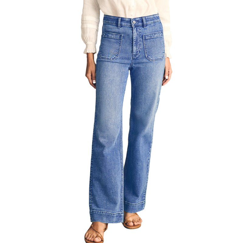 DOKOTOO Women's Wide Leg Jeans High Waisted Stretchy Straight Leg Denim Pants with Pockets Loose Fit Trendy Jeans for Casual (Sizes 4-18)