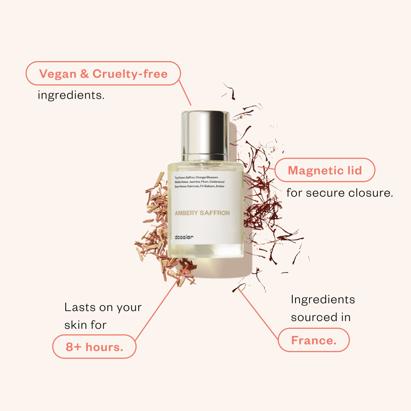Dossier Ambery Saffron Eau De Parfum Inspired By MFK's Baccarat Rouge 540 Unisex Perfume 1.7 Oz
