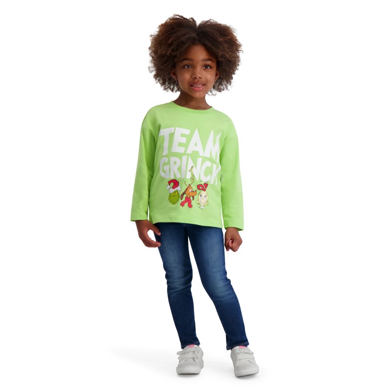 Dr. Seuss The Grinch Toddler TEAM GRINCH Long Sleeve Tee Shirt Sizes 12M-5T