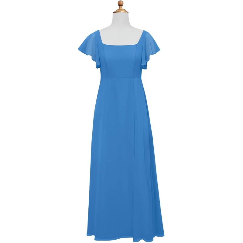 Drtj Girls Bridesmaid Dress For Wedding Chiffon Short Sleeve Flower Girl Dresses For Teen With Slit