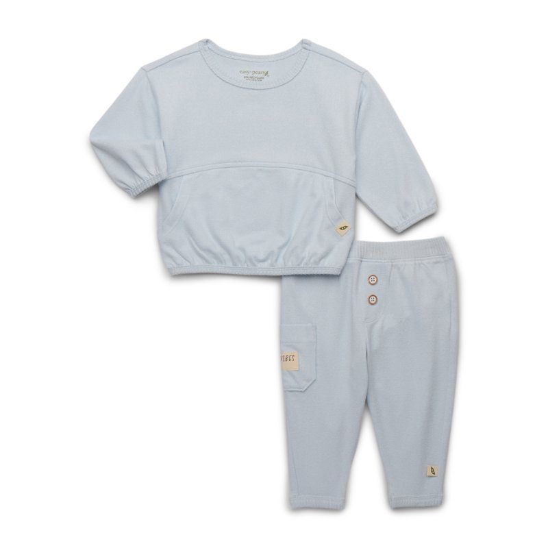 easy-peasy Baby Slub Loose Knit Sweatshirt and Jogger Pant with Side Pocket Set 2-Piece Sizes 0-24 Months