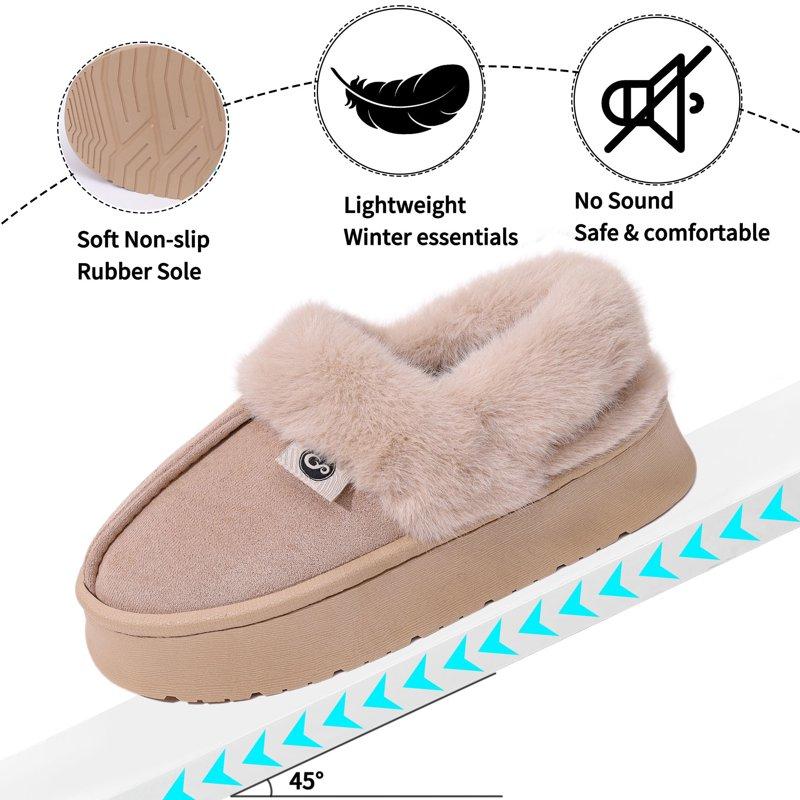 Ecetana Women's Slippers Fuzzy Memory Foam Warm Slippers For Women Slip On House Shoes
