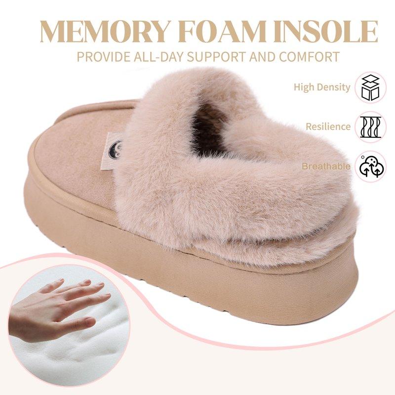 Ecetana Women's Slippers Fuzzy Memory Foam Warm Slippers For Women Slip On House Shoes