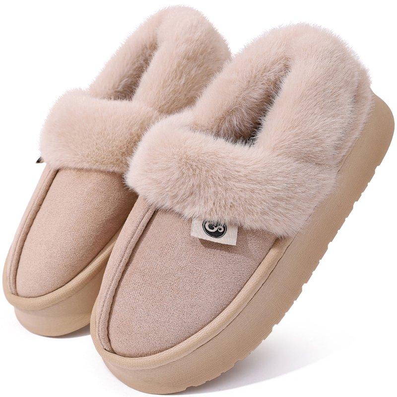 Ecetana Women's Slippers Fuzzy Memory Foam Warm Slippers for Women Slip On House Shoes