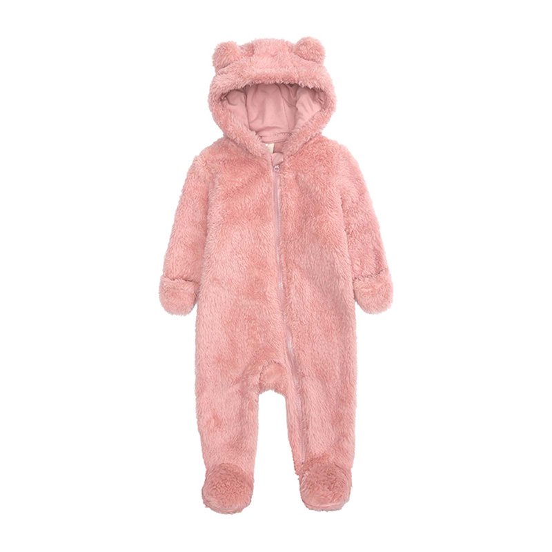 Elainilye Fashion Unisex Baby Clothes Newborn Boys Girls Plush Cute Bear Ears Winter Thick Warm Jumpsuit Romper Sizes 0-12 Months