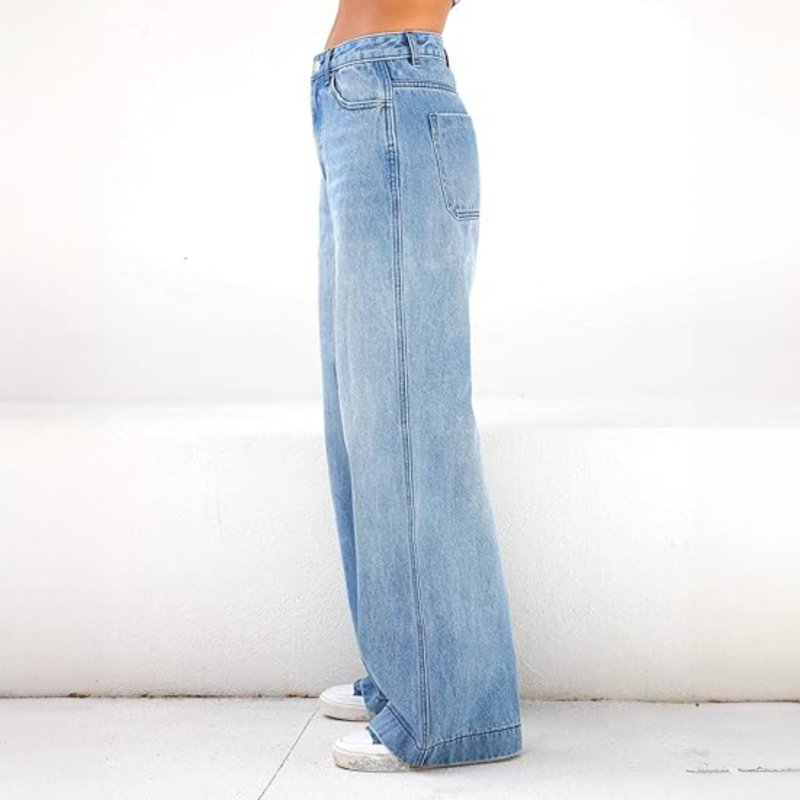 EMMIOL Women's Vintage Y2K Wide Leg Jeans 90s Baggy Boyfriend Style Denim Pants Low Rise Loose Fit Jeans