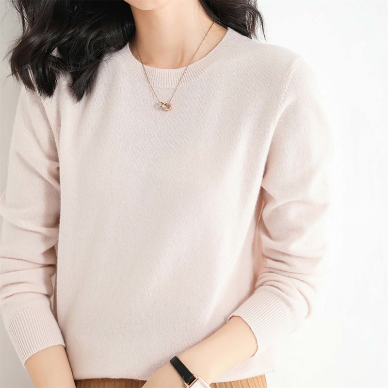 Enhedi Womens Sweaters Light Sweaters For Women Long Sleeve Crew Neck Lightweight Soft Knitted Pullover Blouse Beige