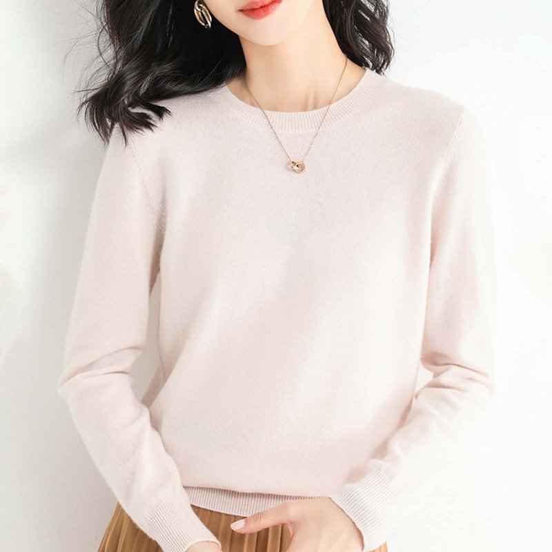 Enhedi Womens Sweaters Light Sweaters for Women Long Sleeve Crew Neck Lightweight Soft Knitted Pullover Blouse Beige