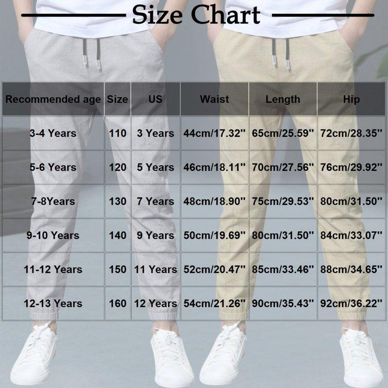 Erwazi 2 Pack Boys Jogger Pants Casual Lightweight Cotton Linen School Uniform Pants Loose Fit Elastic Waist Drawstring Trousers