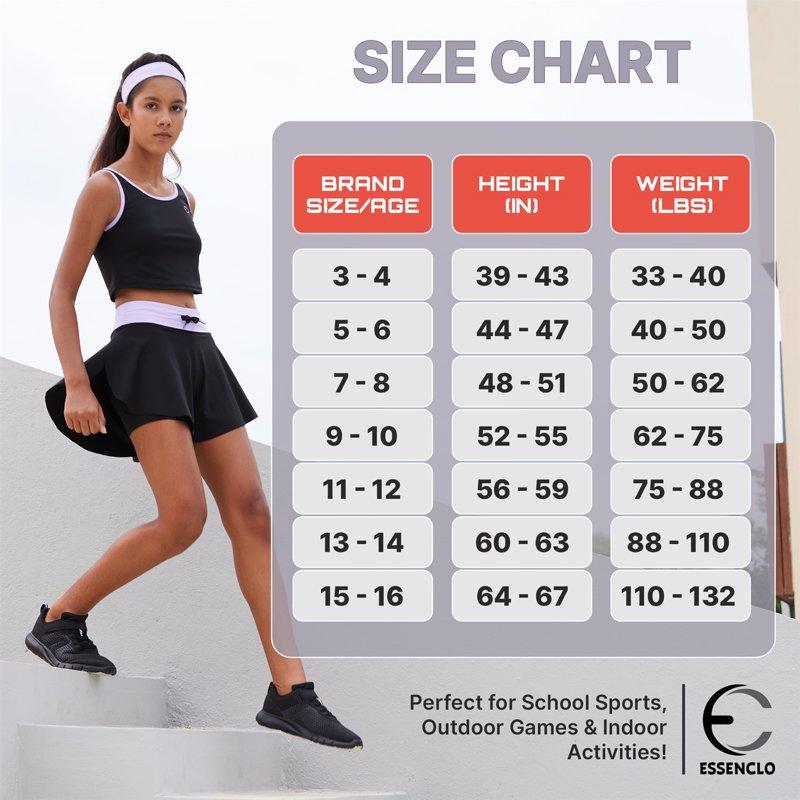 Essenclo Flowy Girls Butterfly Shorts Skirts W/Pockets & Athletic Sleeveless Tank Tops Dance Tennis Cheer Running (5pc Set)