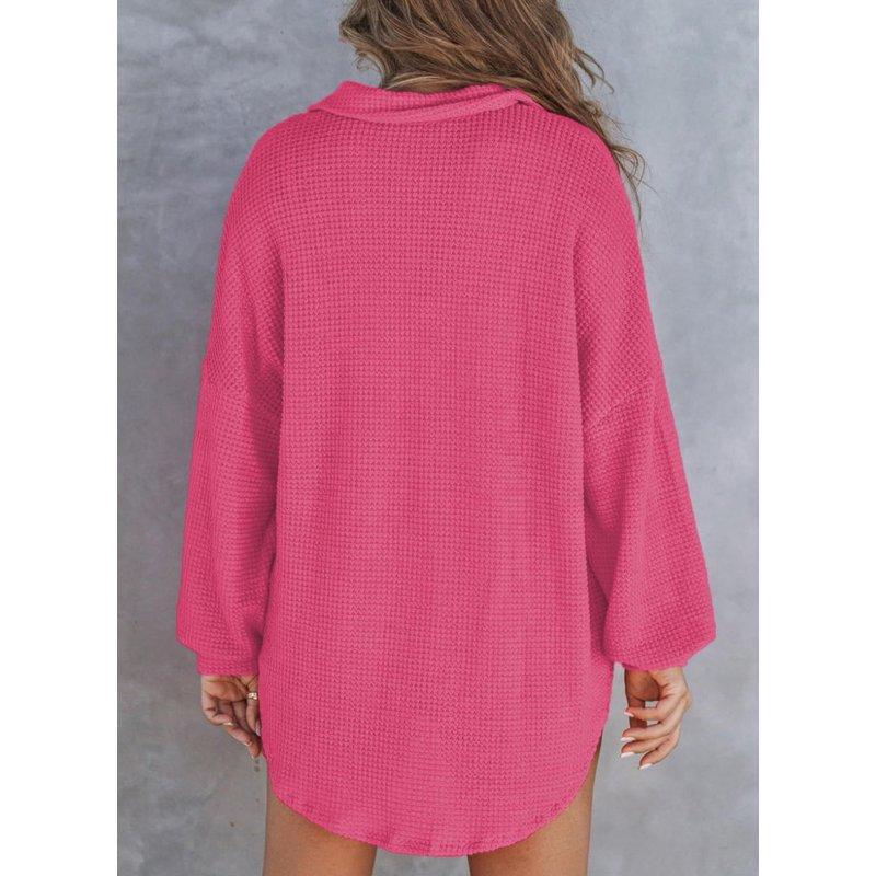 Eternatastic Women Waffle Knit Top Henley Shirts Long Sleeve V Neck Solid Color Casual Tunics Button Down Blouses