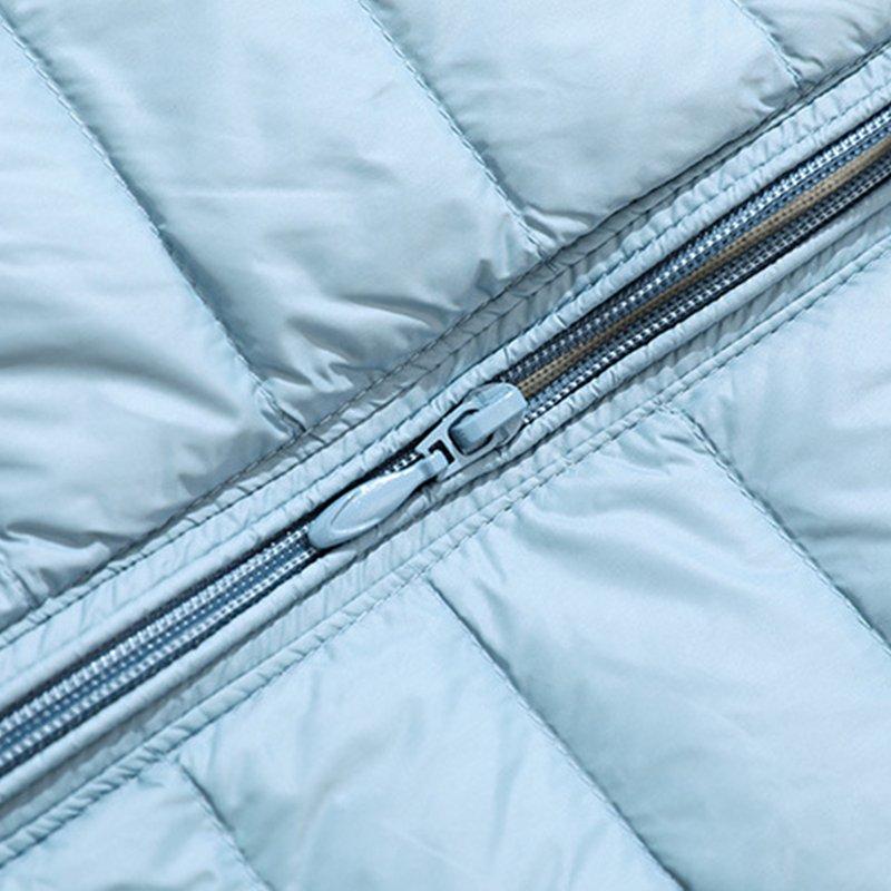 Fall Trendy Olyvenn Women's Lightweight Packable Hooded Down Jacket Stand Collar Zipper Puffer Coat Warm Winter Outwear Light Blue 10