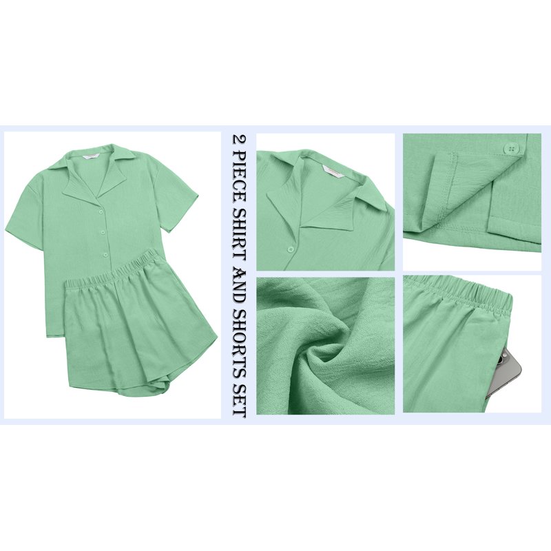 Fantaslook 2 Piece Womens Outfit Sets Button Down Shirts And Shorts Casual Lounge Sets Short Sleeve Pajamas Sets Summer Loungewear