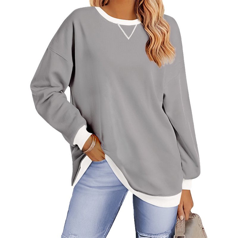 Fantaslook Color Block Sweatshirts For Women Crewneck Long Sleeve Oversized Pullover Tops Casual Fall Outfits