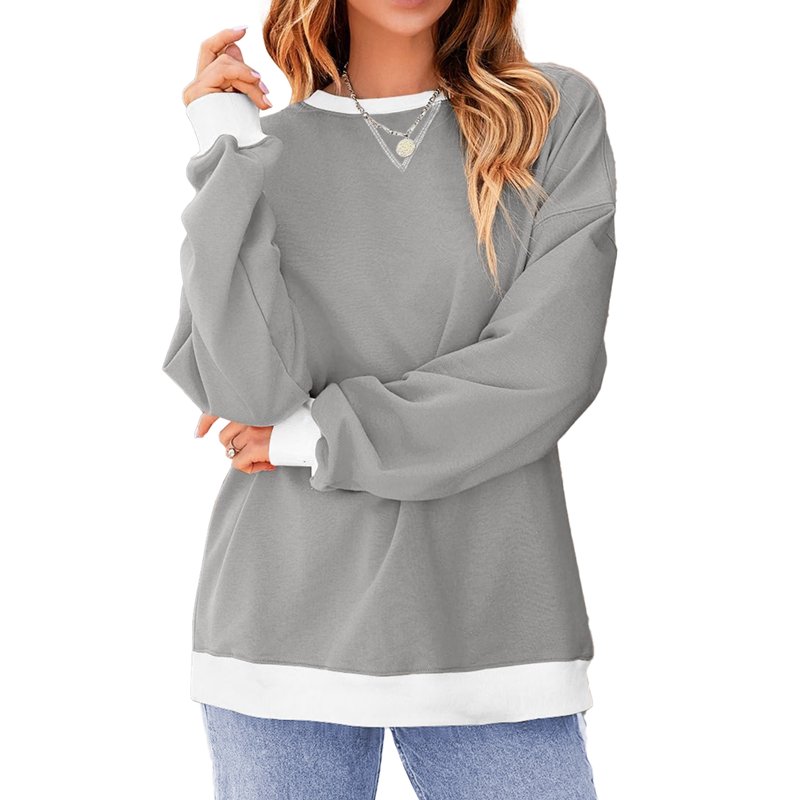 Fantaslook Color Block Sweatshirts For Women Crewneck Long Sleeve Oversized Pullover Tops Casual Fall Outfits