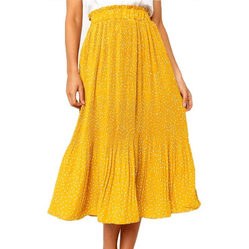 Fantaslook Midi Pleated Skirts For Women Polka Dot Swing High Waist Maxi Skirt With Pockets Dresses