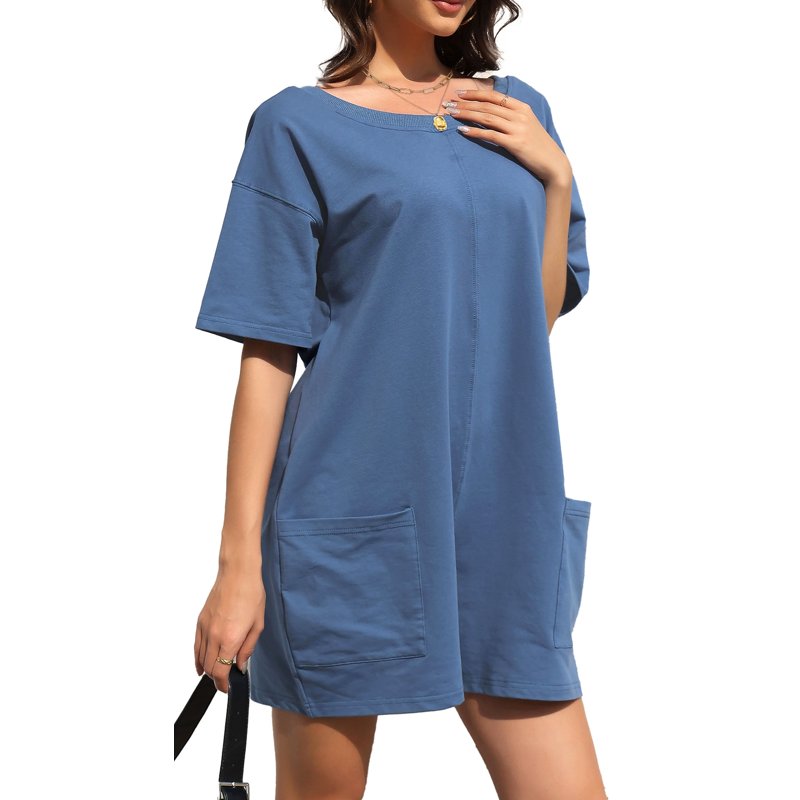 Fantaslook Rompers For Women Casual Summer Jumpsuits Short Sleeve Loose Overalls Shorts Rompers With Pockets Outfits