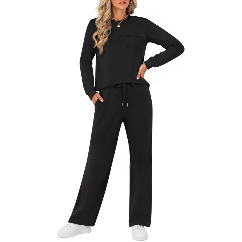 Fantaslook Two Piece Lounge Sets For Women Fall Outfits Long Sleeve Tops Wide Leg Pants Matching Sets Vacation Travel Outfits