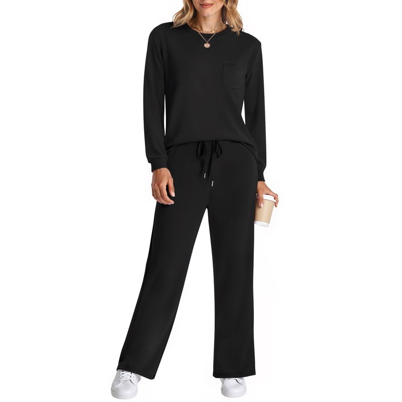Fantaslook Two Piece Lounge Sets For Women Fall Outfits Long Sleeve Tops Wide Leg Pants Matching Sets Vacation Travel Outfits