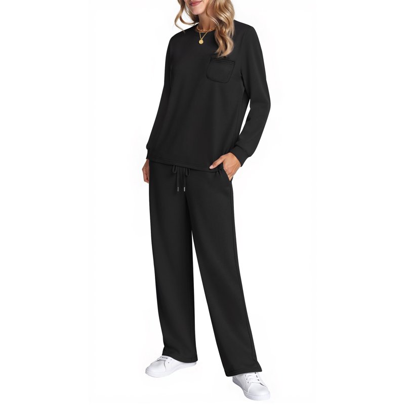 Fantaslook Two Piece Lounge Sets For Women Fall Outfits Long Sleeve Tops Wide Leg Pants Matching Sets Vacation Travel Outfits