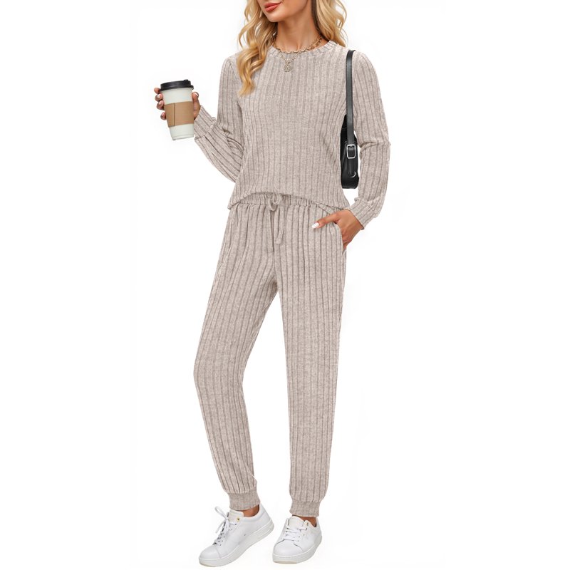 Fantaslook Two Piece Sets for Women Lounge Sets Casual Long Sleeve Tops and Long Pants Vacation Travel Fall Outfits Pajama Sets