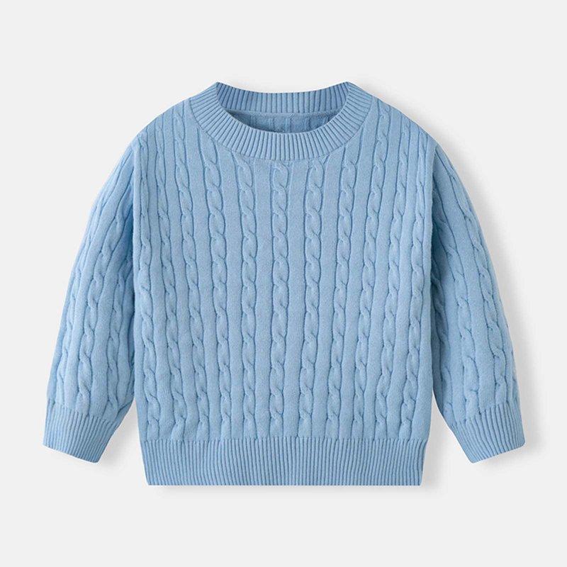 Favoffer Fall/Winter Unisex Kids Solid Cable-Knit Sweater & Crewneck Pullover - Casual Play Lounge Outdoor 3-8Y