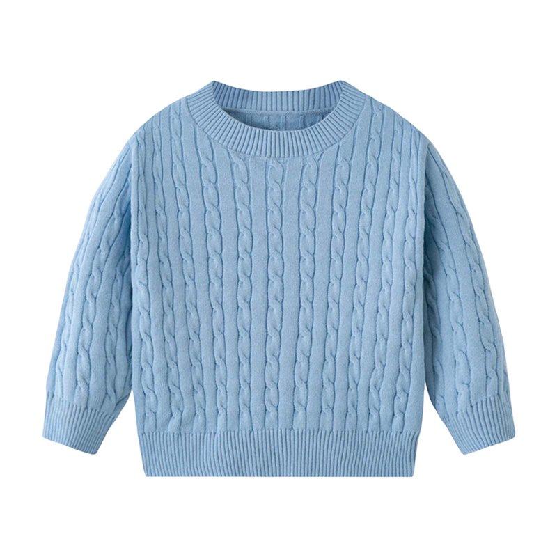 Favoffer Fall/Winter Unisex Kids Solid Cable-Knit Sweater & Crewneck Pullover - Casual Play Lounge Outdoor 3-8Y