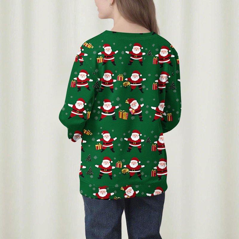 Favoffer Unisex Kids Christmas Sweatshirt Girls Long Sleeve Hoodie Xmas Pullover Round Neck Casual Tops 5-15Y