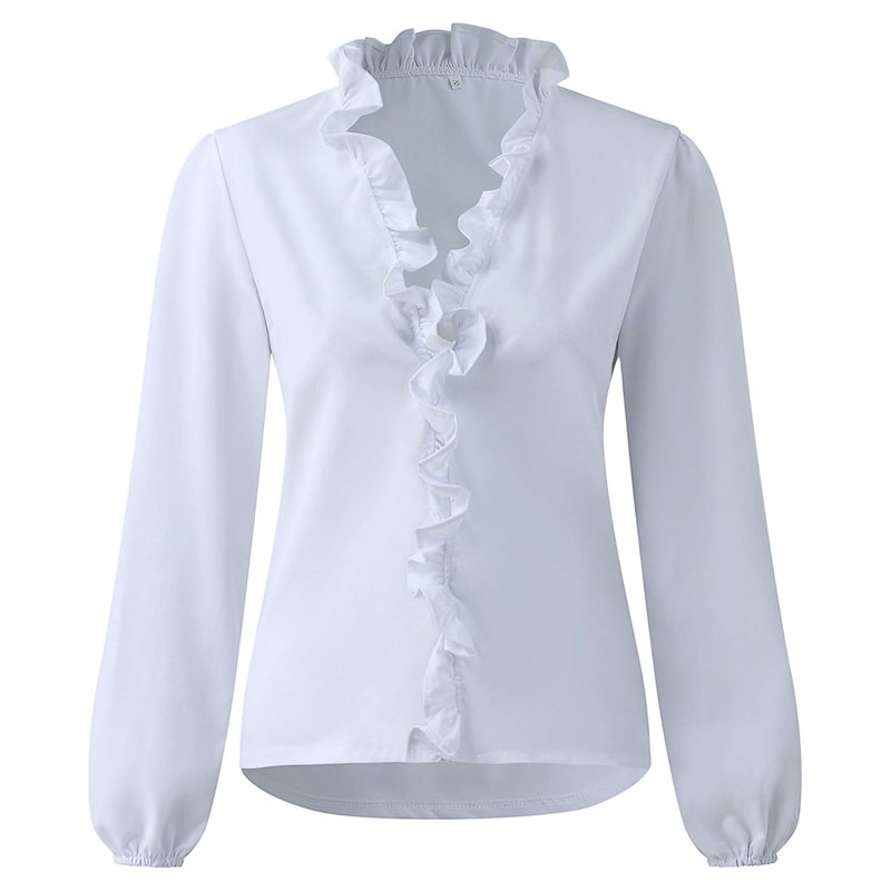 Fesfesfes Women Plus Size Tops Casual Full Sleeve V-Neck Tops Loose Shirts Plus Size Women Plus Size Tops Clothing