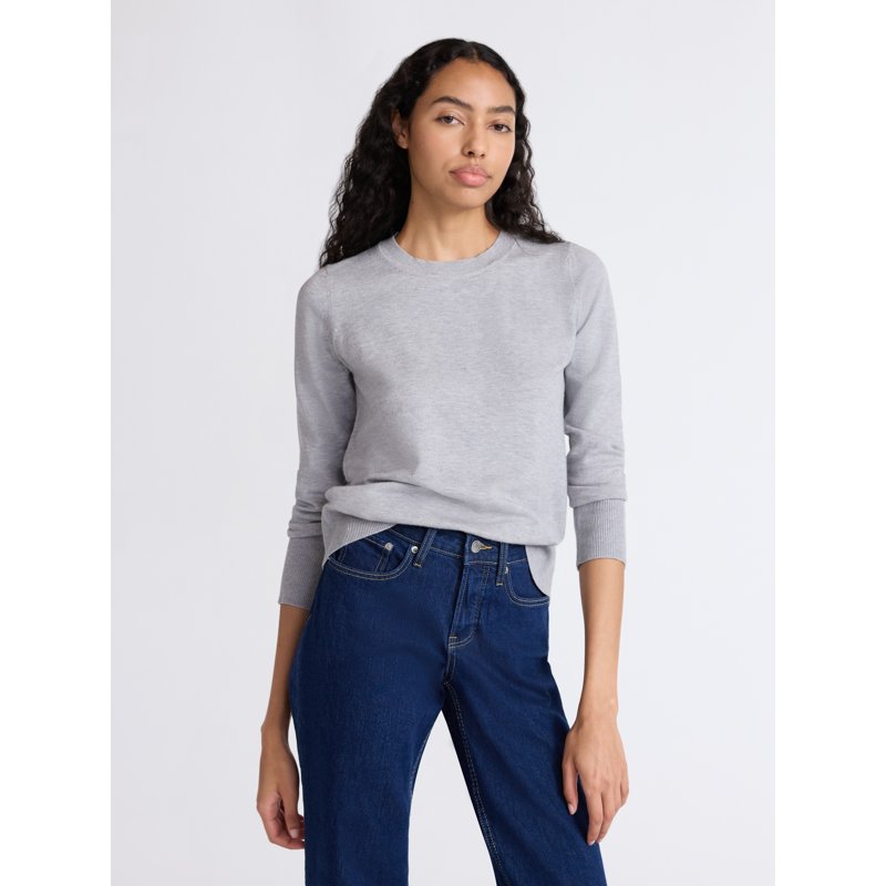 Free Assembly Women's and Women's Plus Cozy Yarn Crewneck Sweater with Long Sleeves. Lightweight Sizes XS-4X