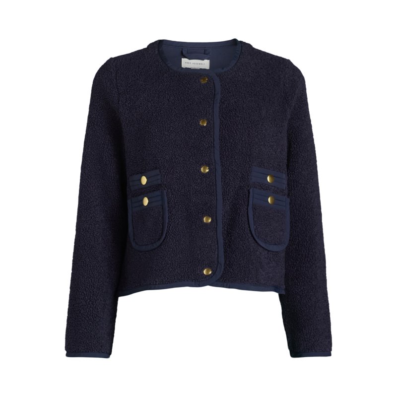 Free Assembly Women's And Women's Plus Faux Shearling Jacket With Patch Pockets Sizes XS-4X