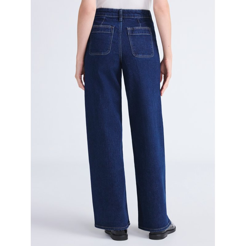 Free Assembly Women's And Women's Plus Wide Leg Jeans With Patch Pockets 30" 32" And 34" Inseams Sizes 0-26 Plus