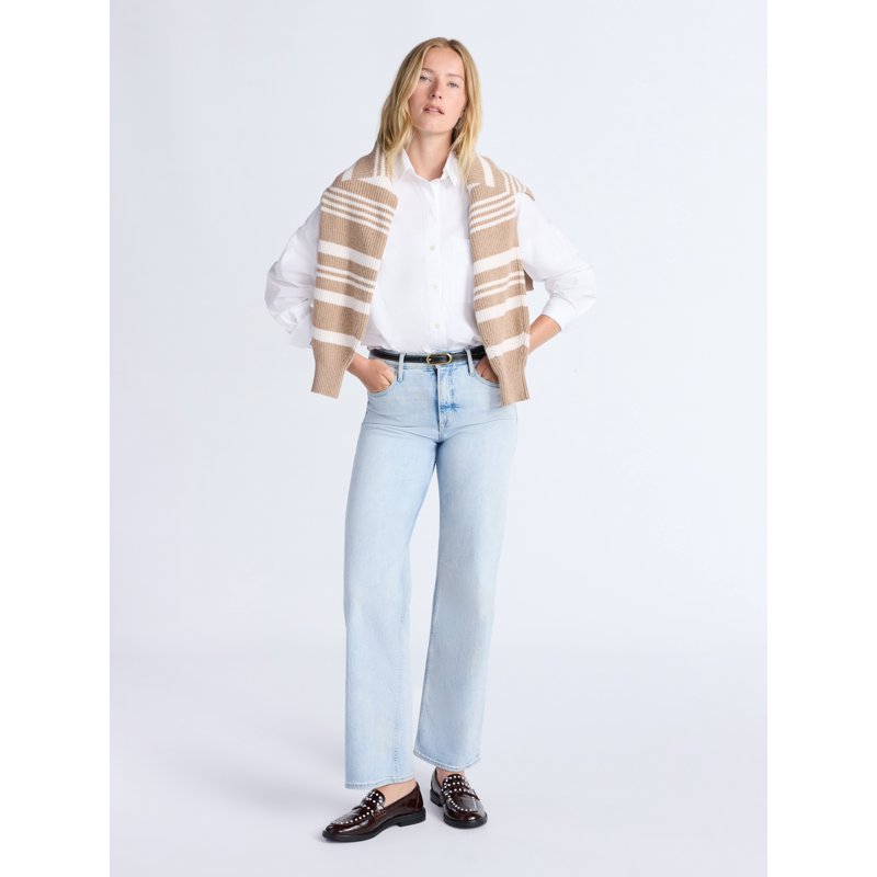 Free Assembly Women's Boxy Cotton Button Front Tunic Shirt With Long Sleeves Sizes XS-XXL