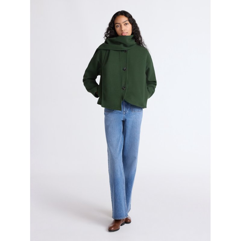 Free Assembly Women's Faux Wool Jacket With Scarf Sizes XS-XXL