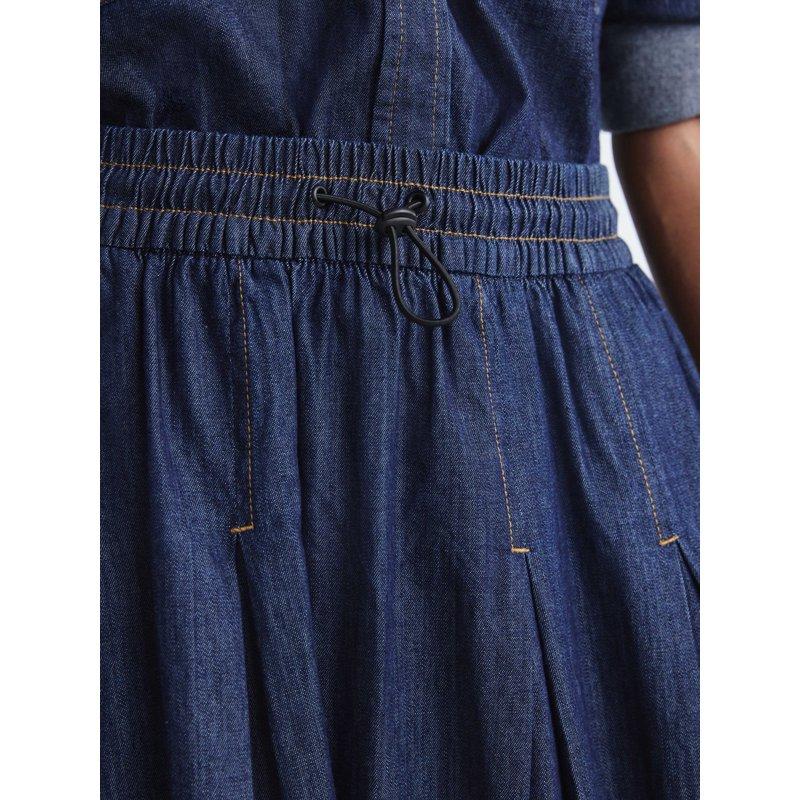 Free Assembly Women's Pull On Pleated Denim Maxi Skirt Sizes XS-XXL