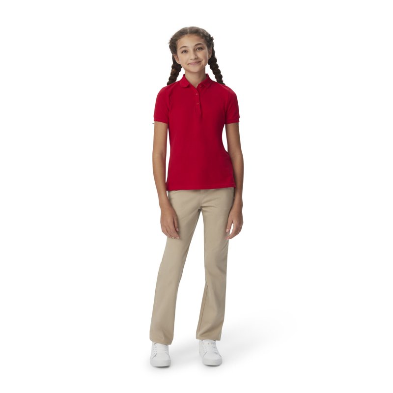 French Toast Girls School Uniform Short Sleeve Picot Collar Interlock Polo Shirt
