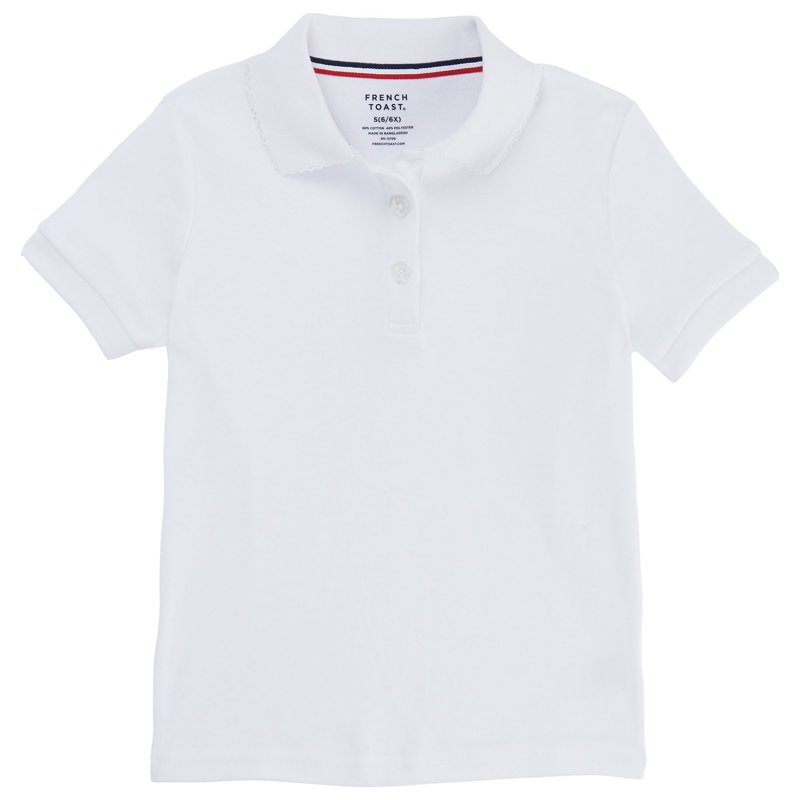 French Toast Girls School Uniform Short Sleeve Picot Collar Interlock Polo Shirt