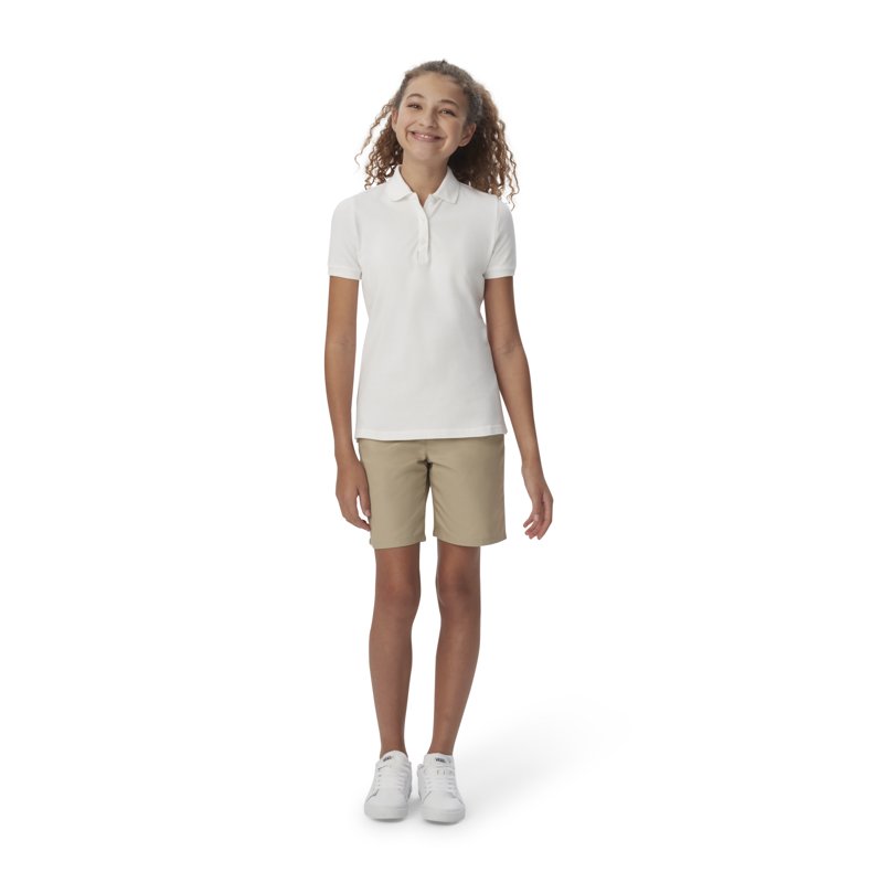 French Toast Girls School Uniform Short Sleeve Ruffle Pique Polo Shirt