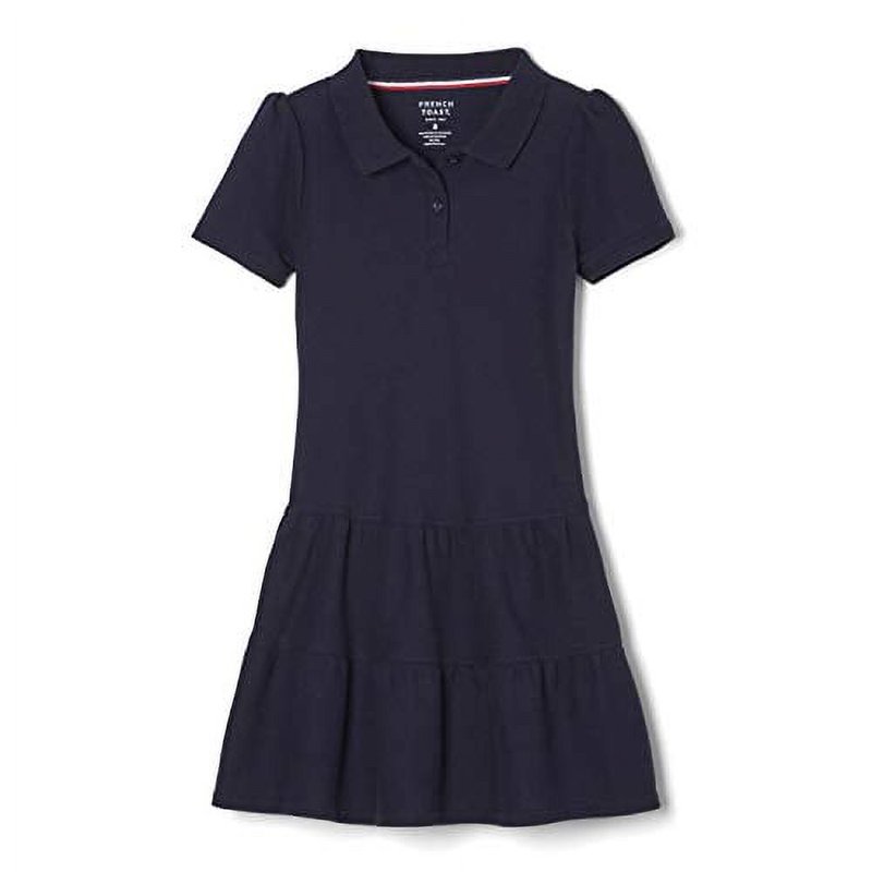 French Toast Girls School Uniform Short Sleeve Ruffle Pique Polo Dress Sizes 4-16