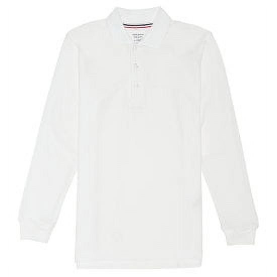 French Toast School Uniform Unisex Long Sleeve Pique Polo Shirt (Sizes 4-20) 33350-4 (WHITE)