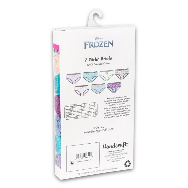 Frozen (Days Of The Week) Girls Cotton Brief Character Underwear 7-Pack Size 4-8