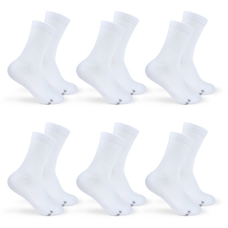Fruit of the Loom All Day Comfort Crew Socks for Women White Sizes 4-10 (6-pack)