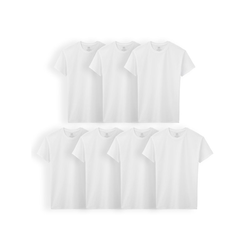 Fruit of the Loom Boys' White Crew Undershirts 7 Pack Sizes XS-XL
