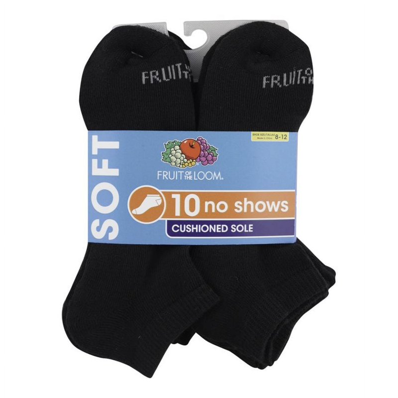 Fruit Of The Loom Cushion Everyday No-Show Socks For Women Sizes 8-12 (10-Pack)