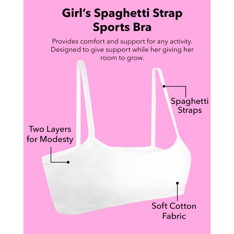 Fruit Of The Loom Girl's Spaghetti Strap Sports Bra 6-Pack